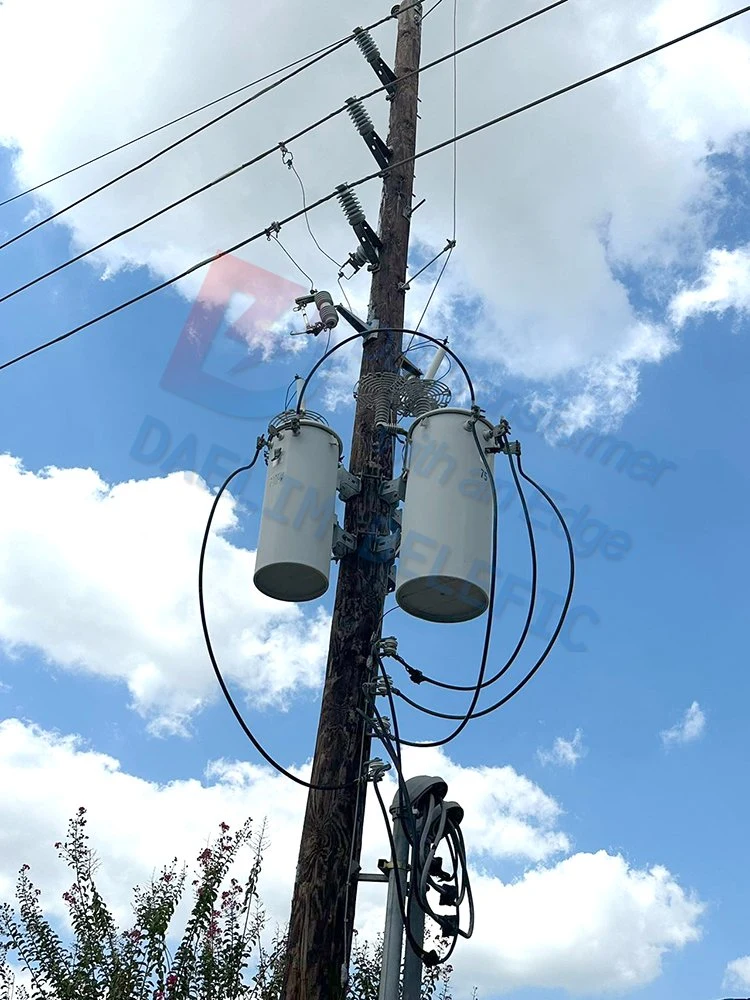 Transformador monofásico montado en poste de bajo peso y volumen pequeño 37,5kVA 50kVA 75kVA