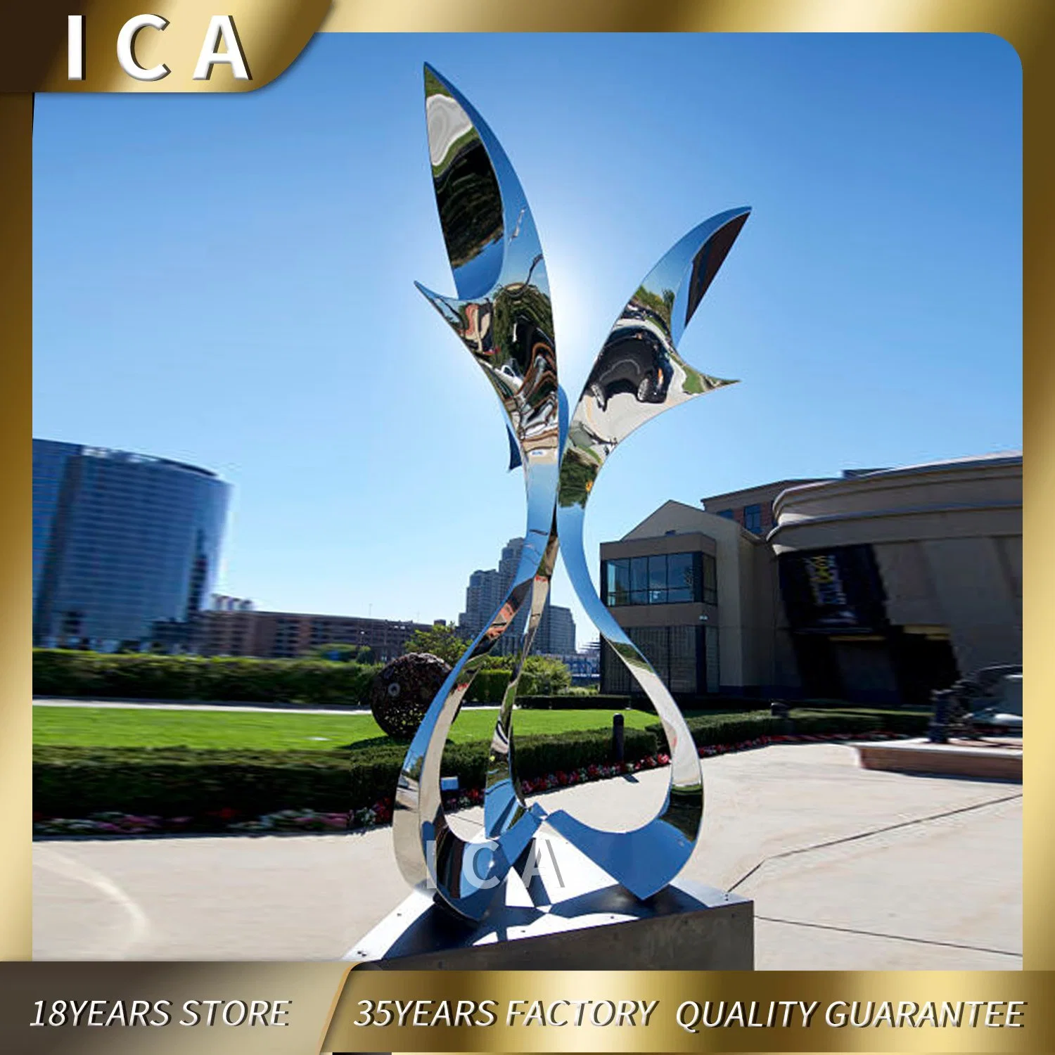Factory Custom Mirror Polished Abstract Stainless Steel Sculpture for Outdoor Decoration for Sale