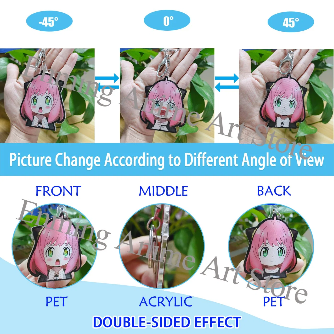 Vente en gros porte-clés Anime 3D Pendants de décoration acrylique pour voitures, sacs, etc. (PLS Contactez-nous pour les catalogues complets)