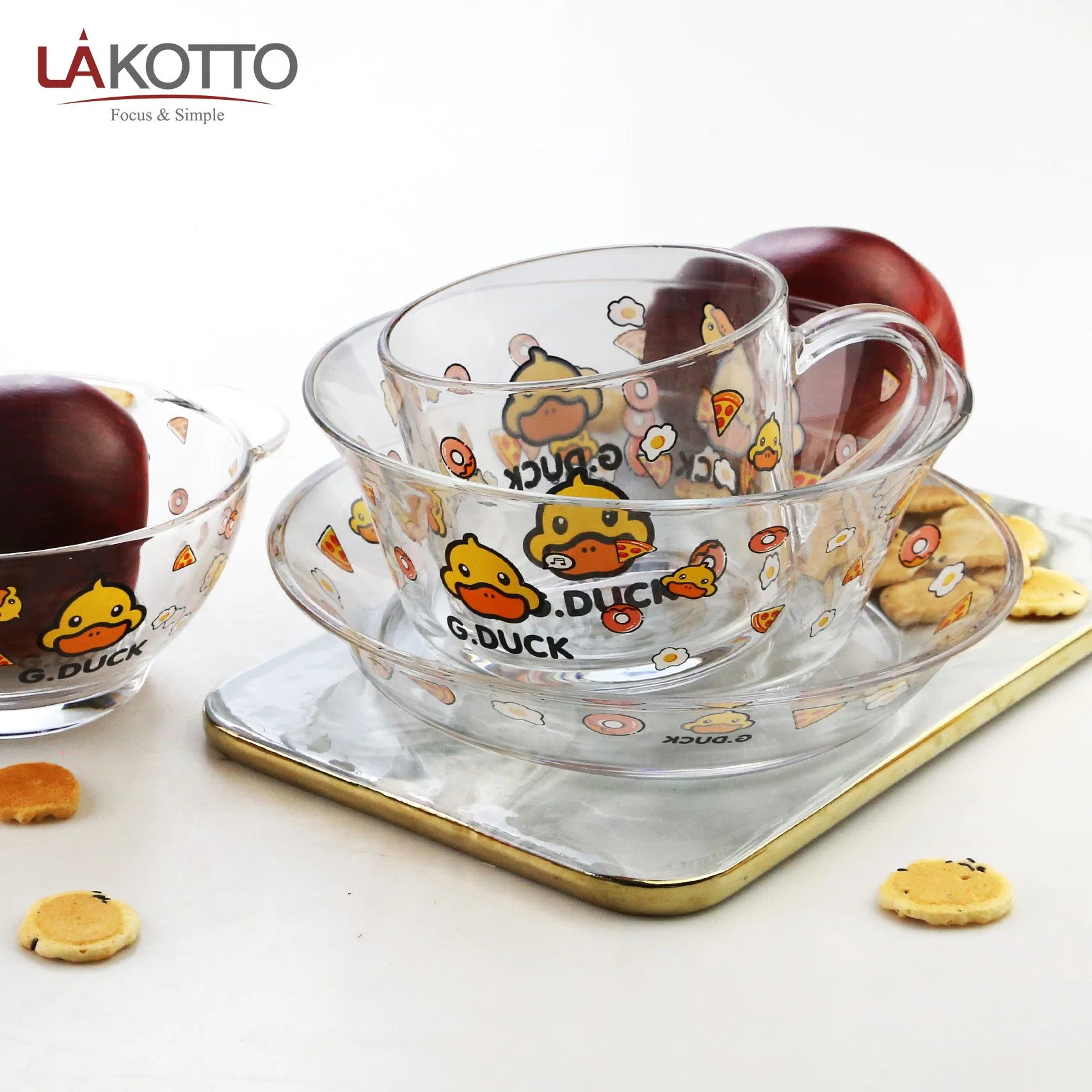 Round Borosilicate Glass Mixing Bowl Set with Cup Bowl Plate Glass Salad Bowl Lunch Box Set