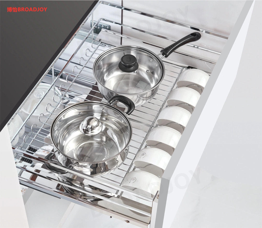 High Quality Furniture Accessories Metal Cutlery Kitchen Storage Cabinet Soft Sliding Wire Mesh Pull out Baskets