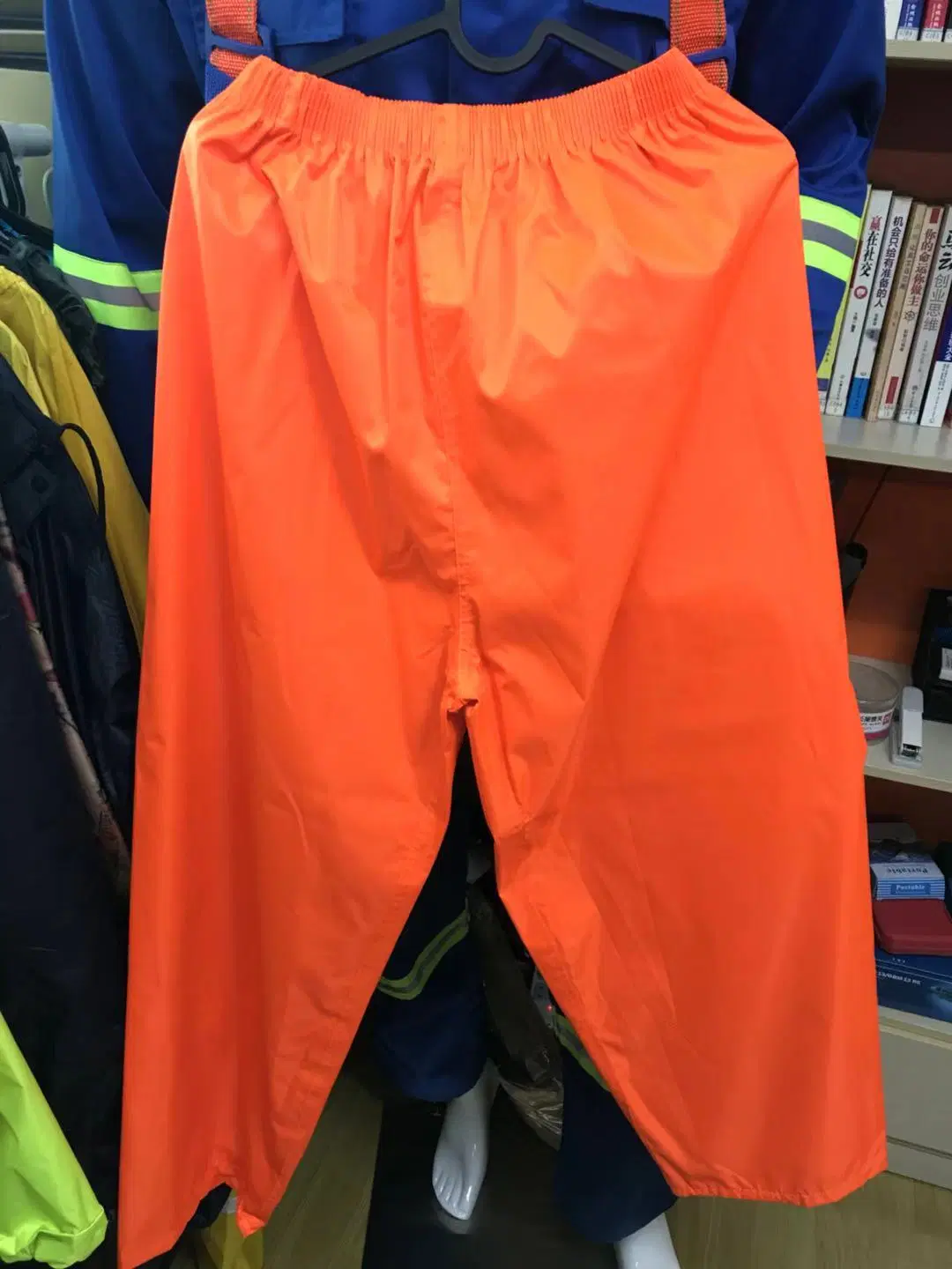 Orange Color PVC Raincoat Men Adult Reflective Strips Long Raincoat