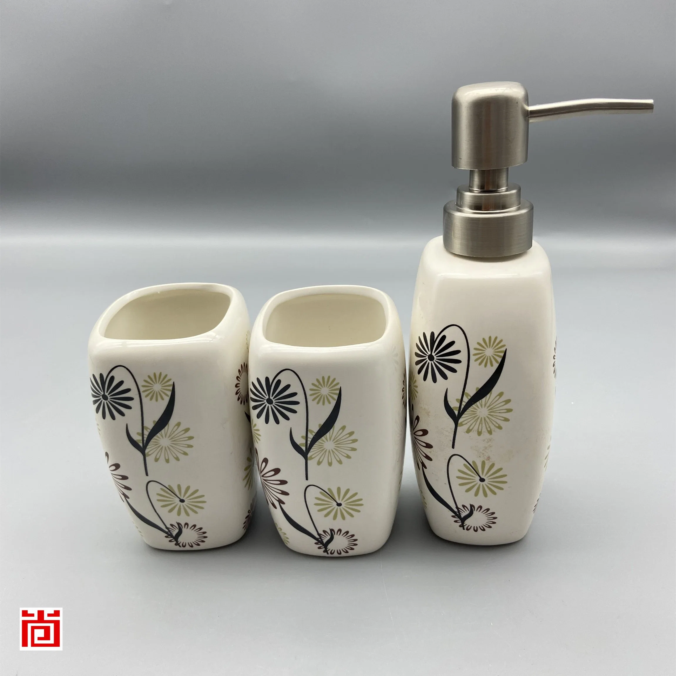 Ceramic Bathroom Set with Beautiful Print Inside a Box