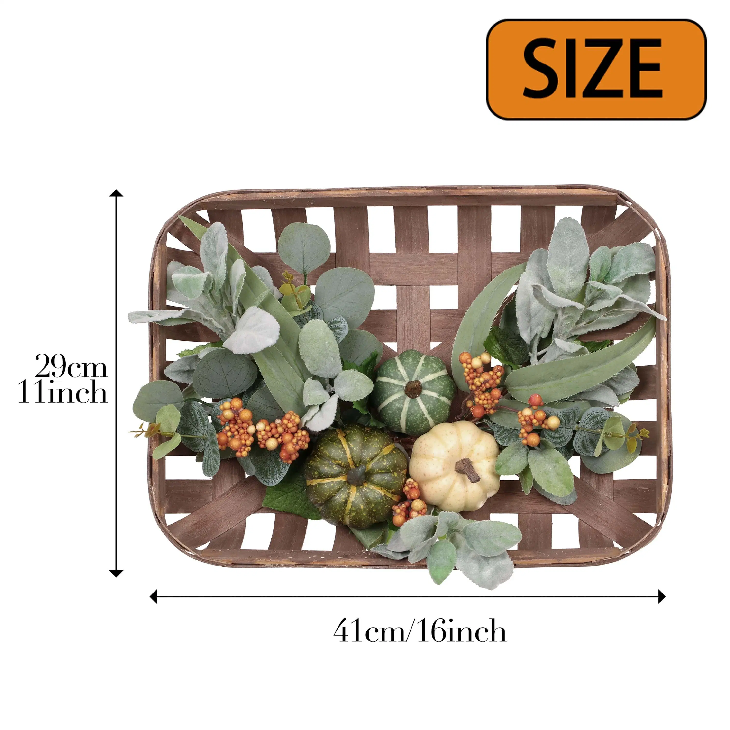 44.5*33.1*10.2cm Artificial Pumpkin Harvest Decoration with Square Basket Fall Pumpkin Decor