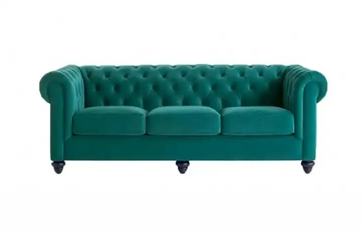 Velvet Chesterfield Fabric Sofa Set Modern Style Tufted Upholstery Furniture for Living Room