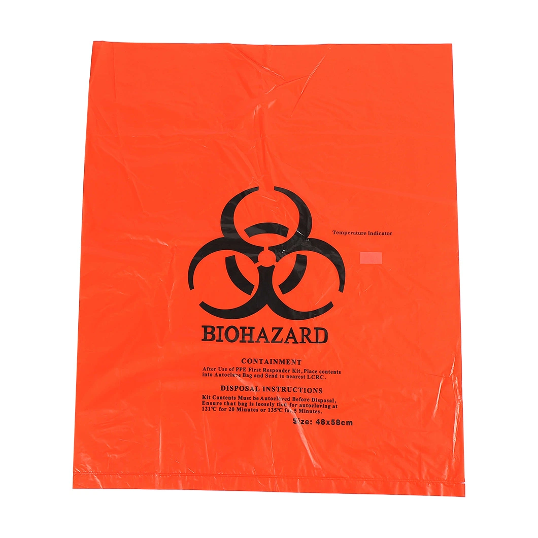 Red Hazardous Trash Can Liners Disposable Plastic Biohazard Bags