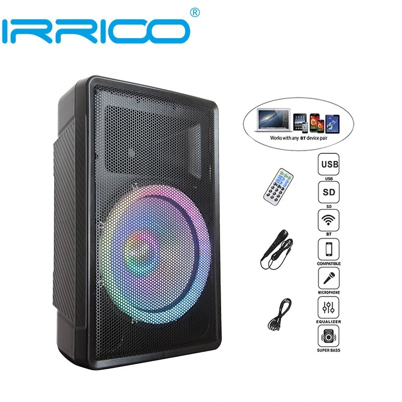 Colunas profissionais de 1400 W, 15 polegadas, subwoofer sem fios, Karaoke, conjunto active Djbox Sistema de som PA TWS-Mic e FM e Echo Bocina partes separadas Acessórios montagem