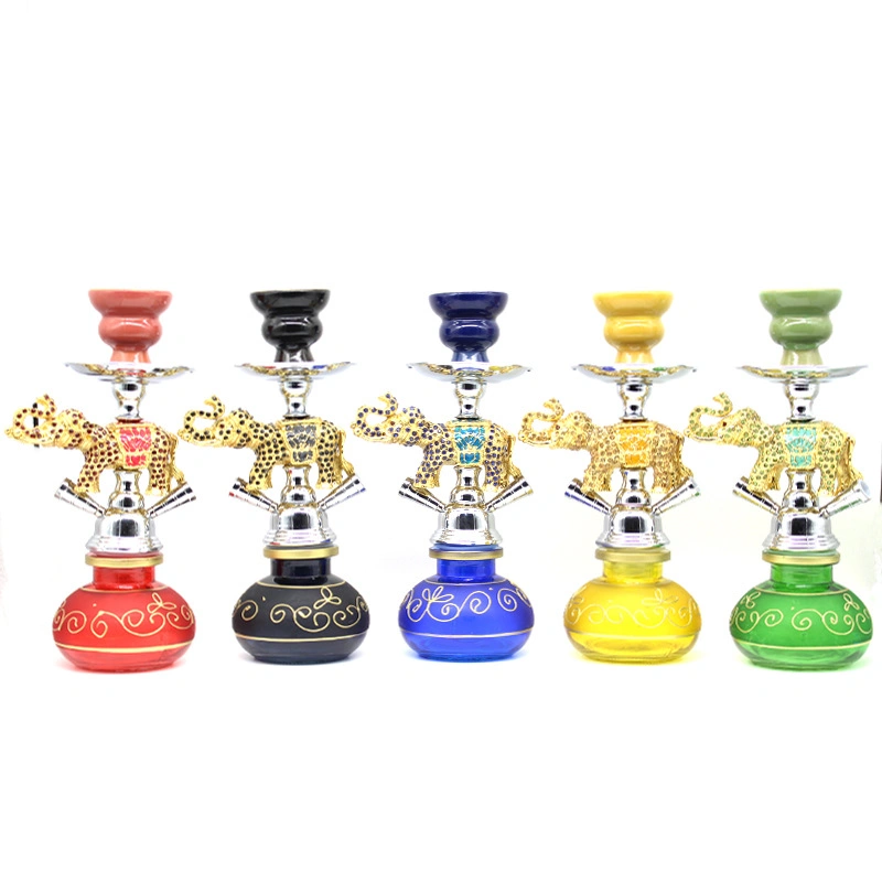 Elefante portátil pequeña árabe narguile Shisha Chicha Narguile Cristal conjunto completo de agua de la barra de KTV Tubos Accesorios para fumar shisha