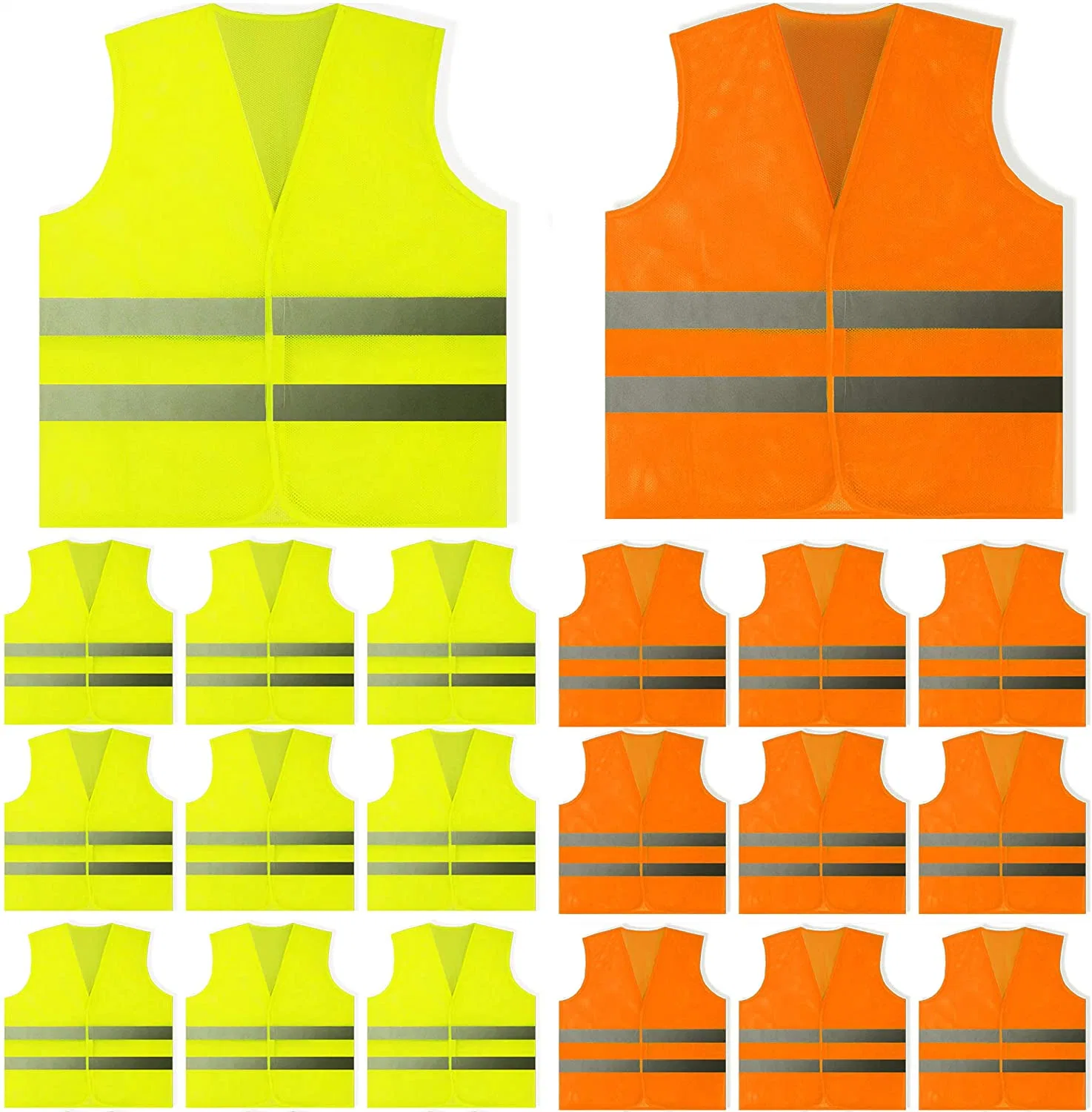 100% Chaleco de seguridad de poliéster para hombre HiVis de alta seguridad reflectiva Chaleco ropa de trabajo