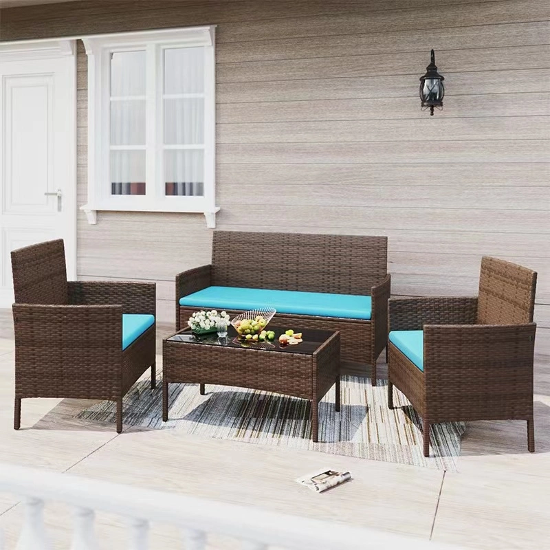 Cheap Outdoor Garden Rattan Furniture Four-Piece Sofa Sets