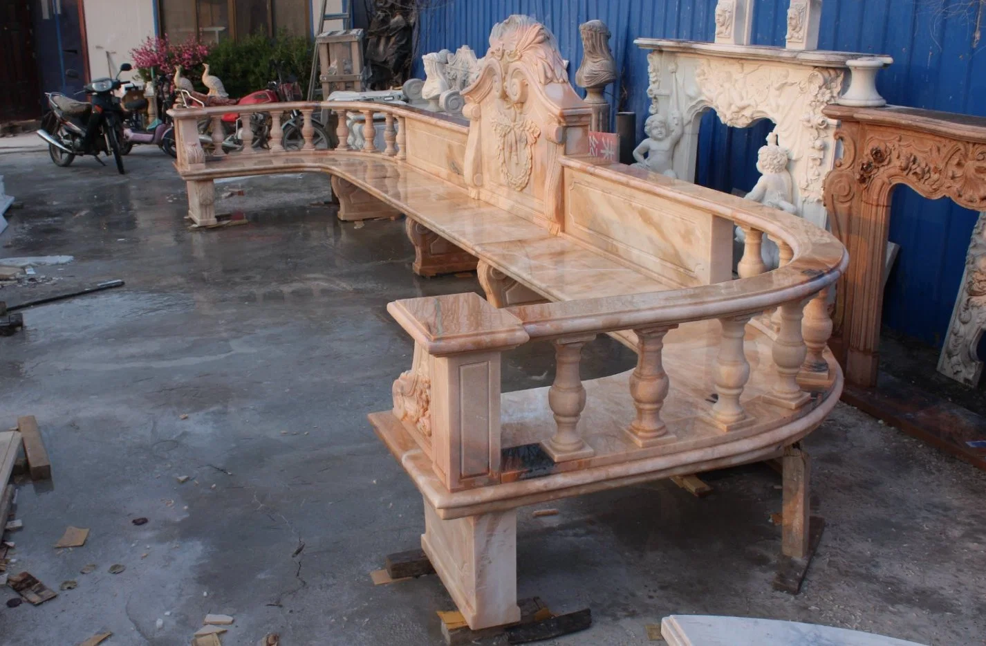 Garden Decoration Outdoor Furniture Stone Marble Carving Park Bench (SYMB-024)