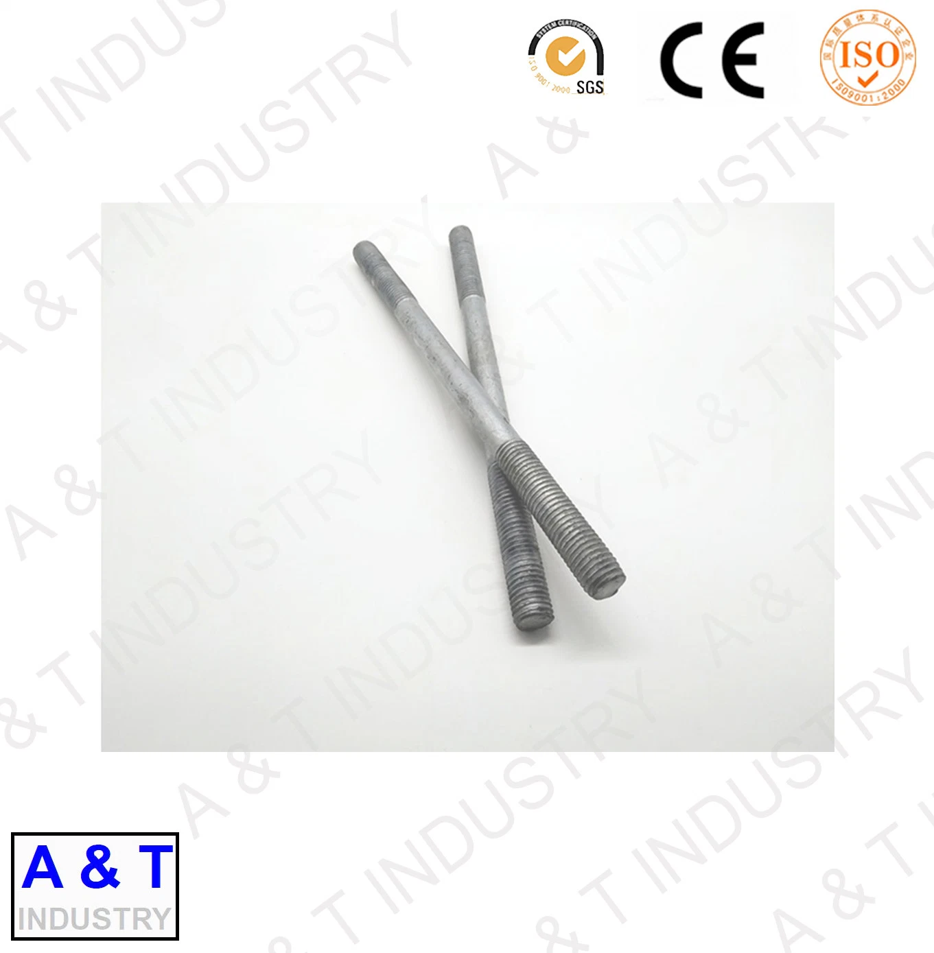 Galvanized Carbon Steel Double End Stud Bolt M10 M16 M20