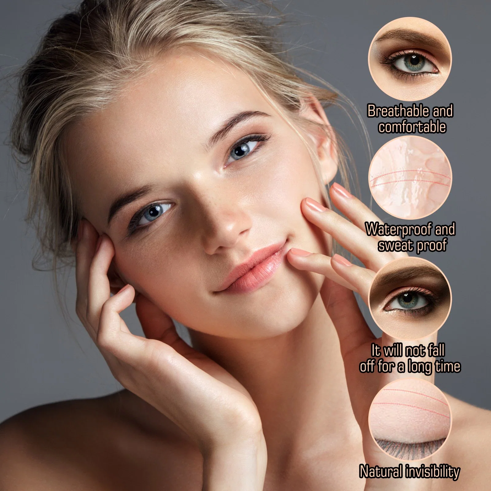 in Case of Water, It Is Sticky Without Scars, Invisible Breathable Inner Double Swollen Bubble Eye Beauty Eye Paste Glue Free Double Eyelid Paste