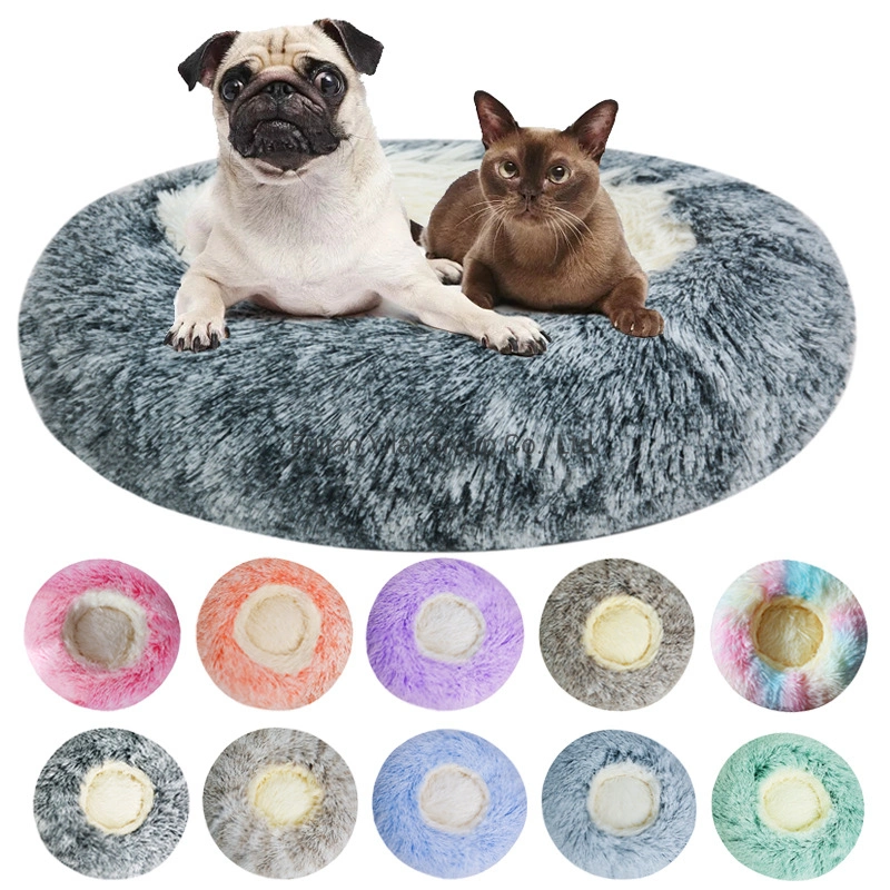 Luxury Exclusive Design Waterproof Removeable Plush Comfortable Donut Cuddler Heated Pet Dog Bed Calming Pet Bed with Cushions