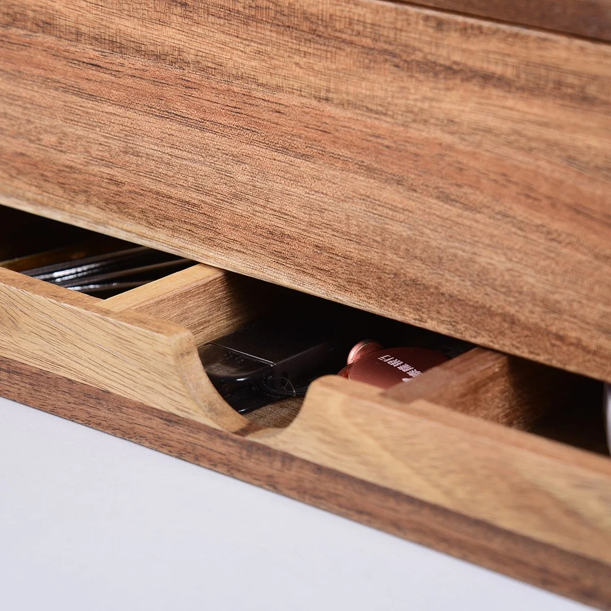 El tejido de bambú multiuso y decorativos de madera Caja Caja de tejido con cajón