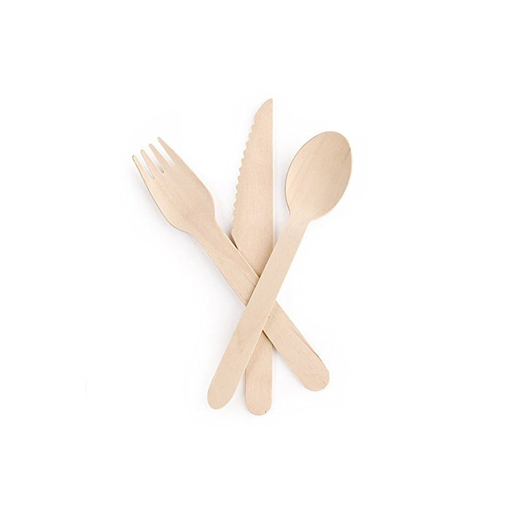 6.3 Inch Eco-Friendly Biodegradable Birchwood Disposable Cutlery Utensils Set