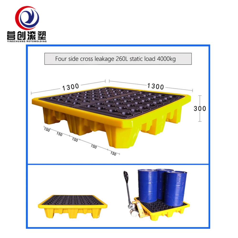 1300*1300*300 mm Spill Containment Pallet Plastic Oil Spill Pallet for Drums