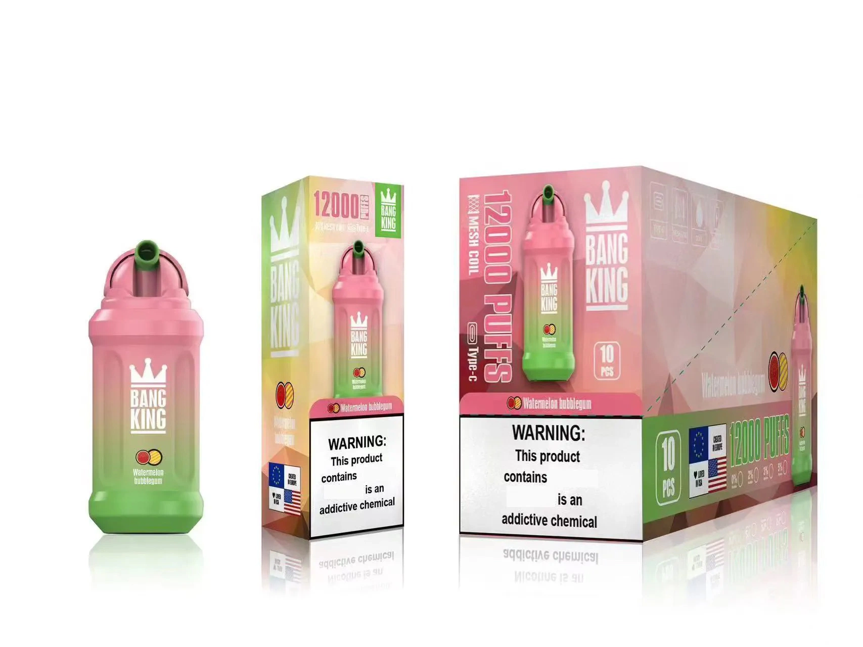 Bang Original Rei Puff 12000 Vapes descartáveis de feltro e cigarro 0% 2% 3% 5% o vaporizador 650mAh recarregáveis da bobina de malha edredom 12K Vape 12000 Caneta esfoliante