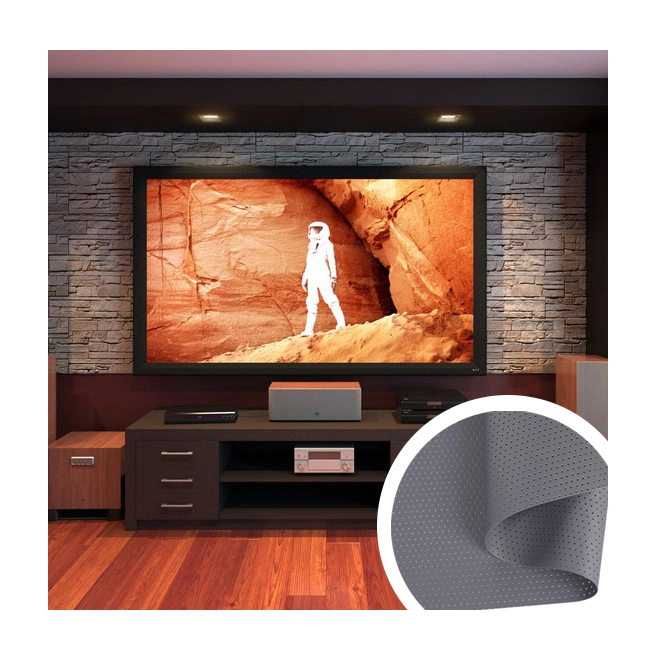 0,28 mm de la pantalla de proyección de cine en casa acústicamente transparente de la pantalla del proyector de cine Film