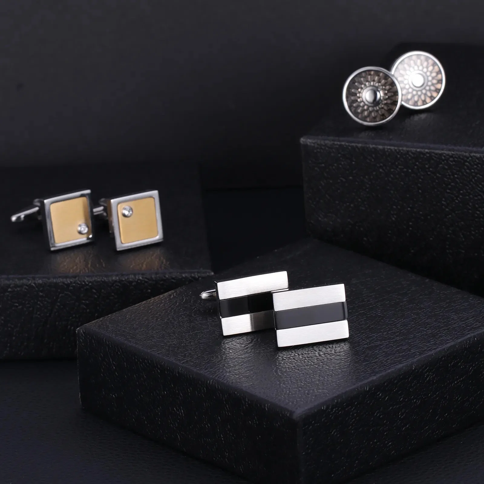 Fashion Jewelry Accessories Set Wholesale/Supplier Custom Luxury Cuff Links Set Blank Shirts Stainless Steel Metal Cufflinks for Men