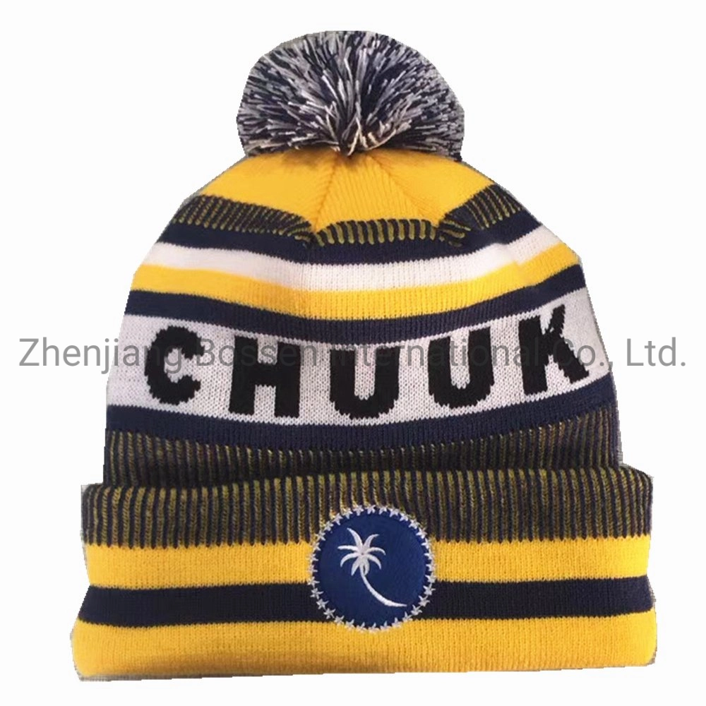 China Proveedor Logotipo personalizado bordado Jacquard tejidos Snowboard Invierno Beanie Hat