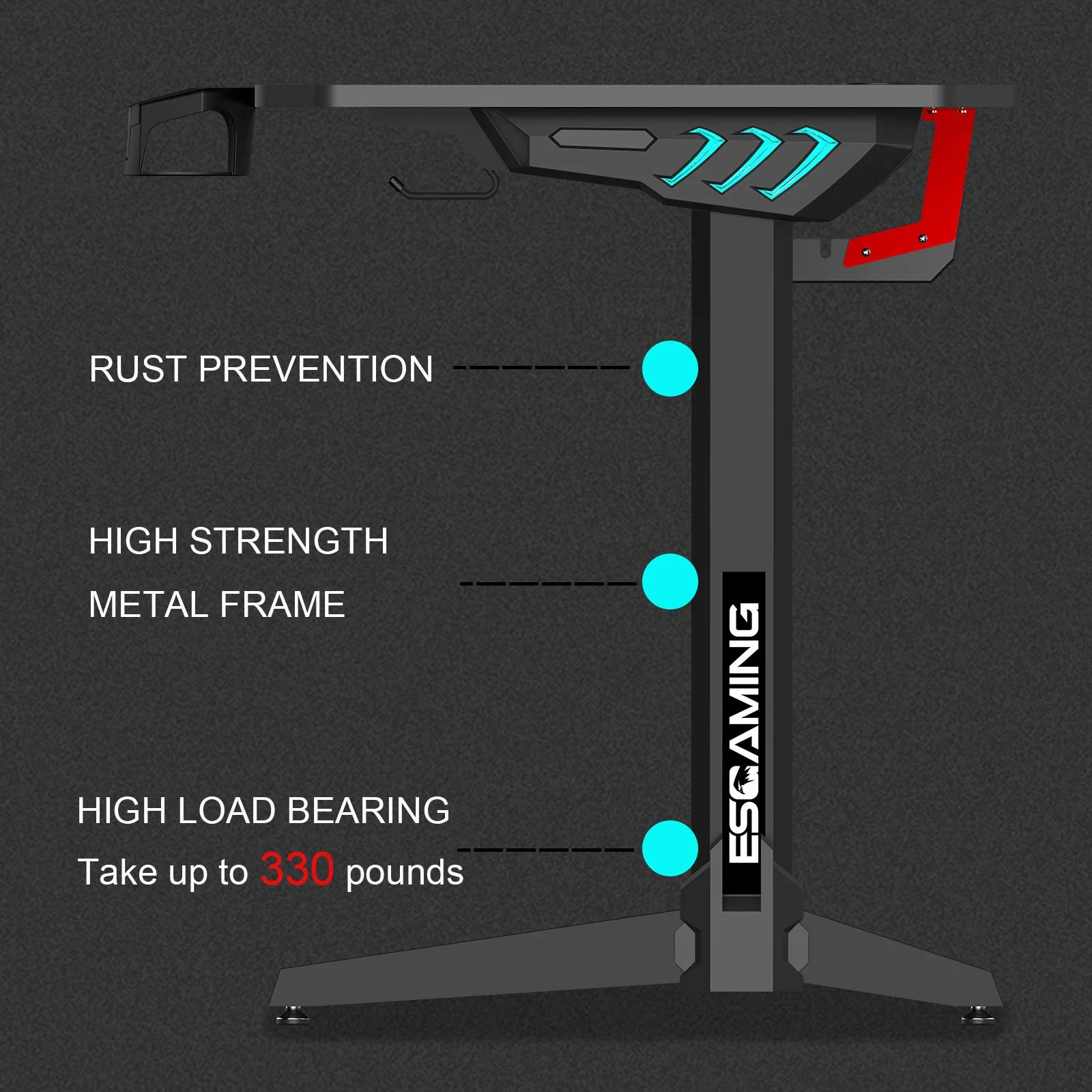 New Design Metallrahmen K Form Gameing Schreibtisch E-Sport Gaming Tischschreibtisch