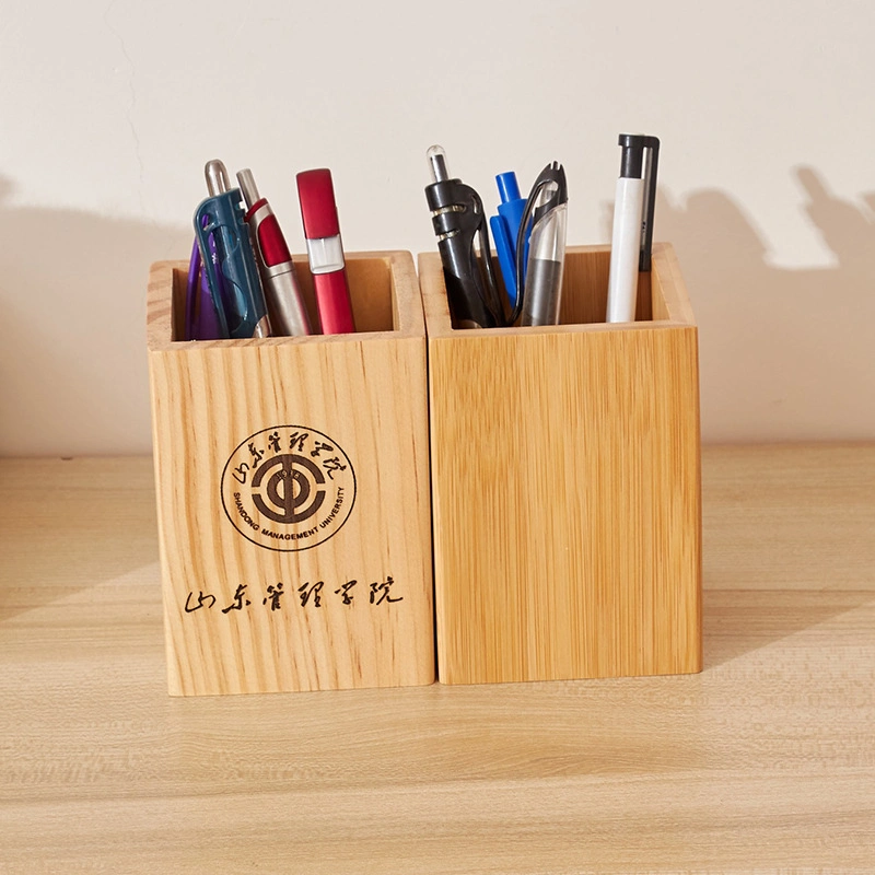 Customer Design Pen Holder, Household Wooden Desktop School Supplies, Office Stationery Container