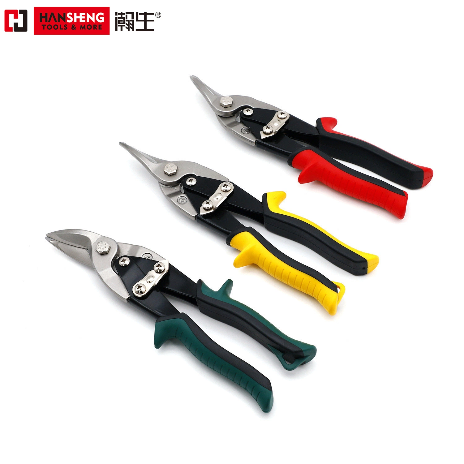 Professional Aviation snips، Hand Tools، Hardware Tools، 10"، مصنوعة من = CR-V، CR-Mo، لمسة نهائية غير لامعة، Nickel Plated، مقبض TPR، اليمين واليسار، للخدمة الشاقة