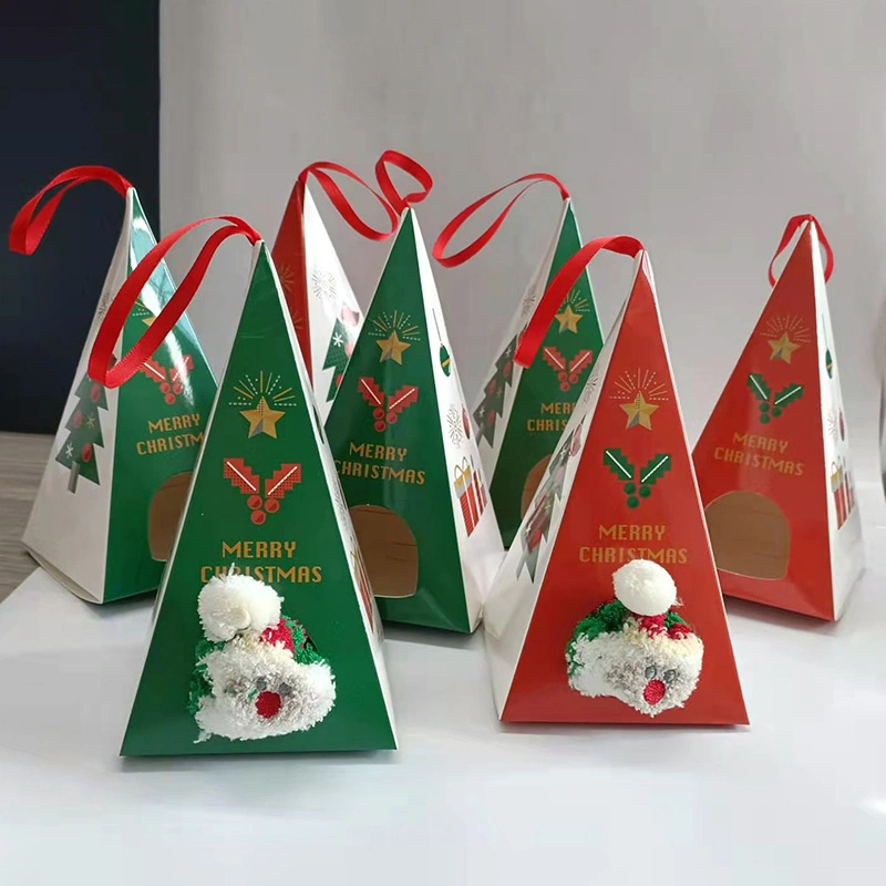 Custom Santa Claus Gift Printed Craft Luxury Christmas Packaging Kraft Paper Gift Bag with Handles