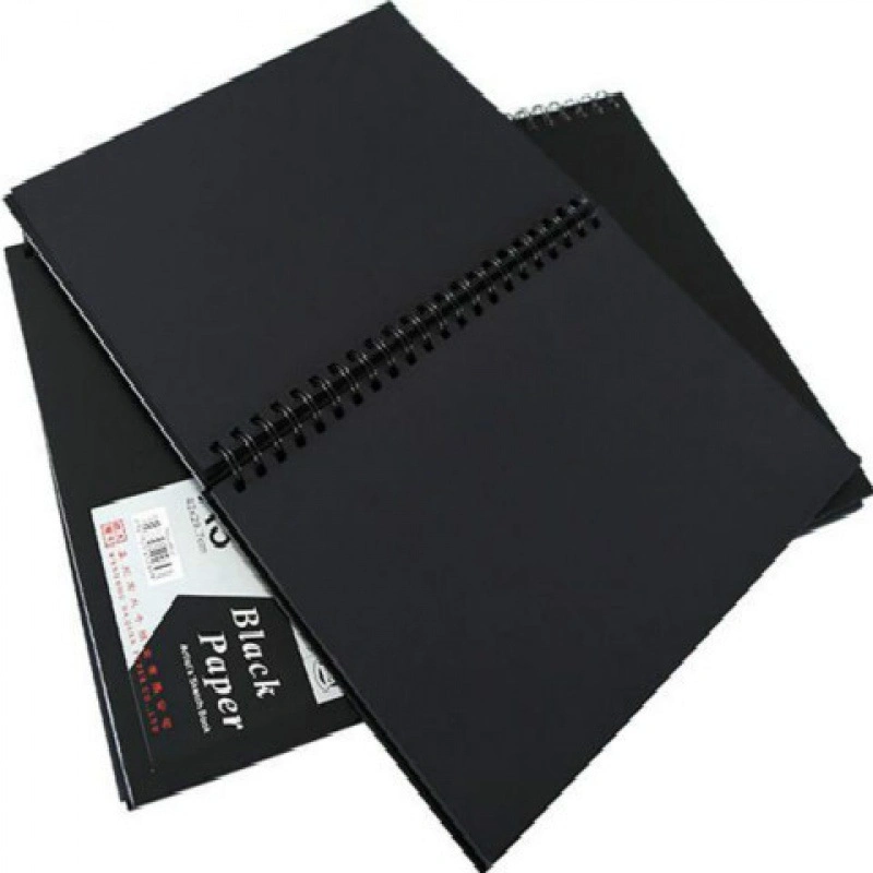 Papel duro negro personalizado cubre cuadernos de dibujo de hojas sueltas espiral