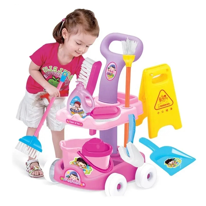 Nettoyage jouets Outils de nettoyage éducation enfants Maison de jouets intérieure colorée Jouer à jouet intéressant jouet maison Playset pour enfants aspirateur cadeau