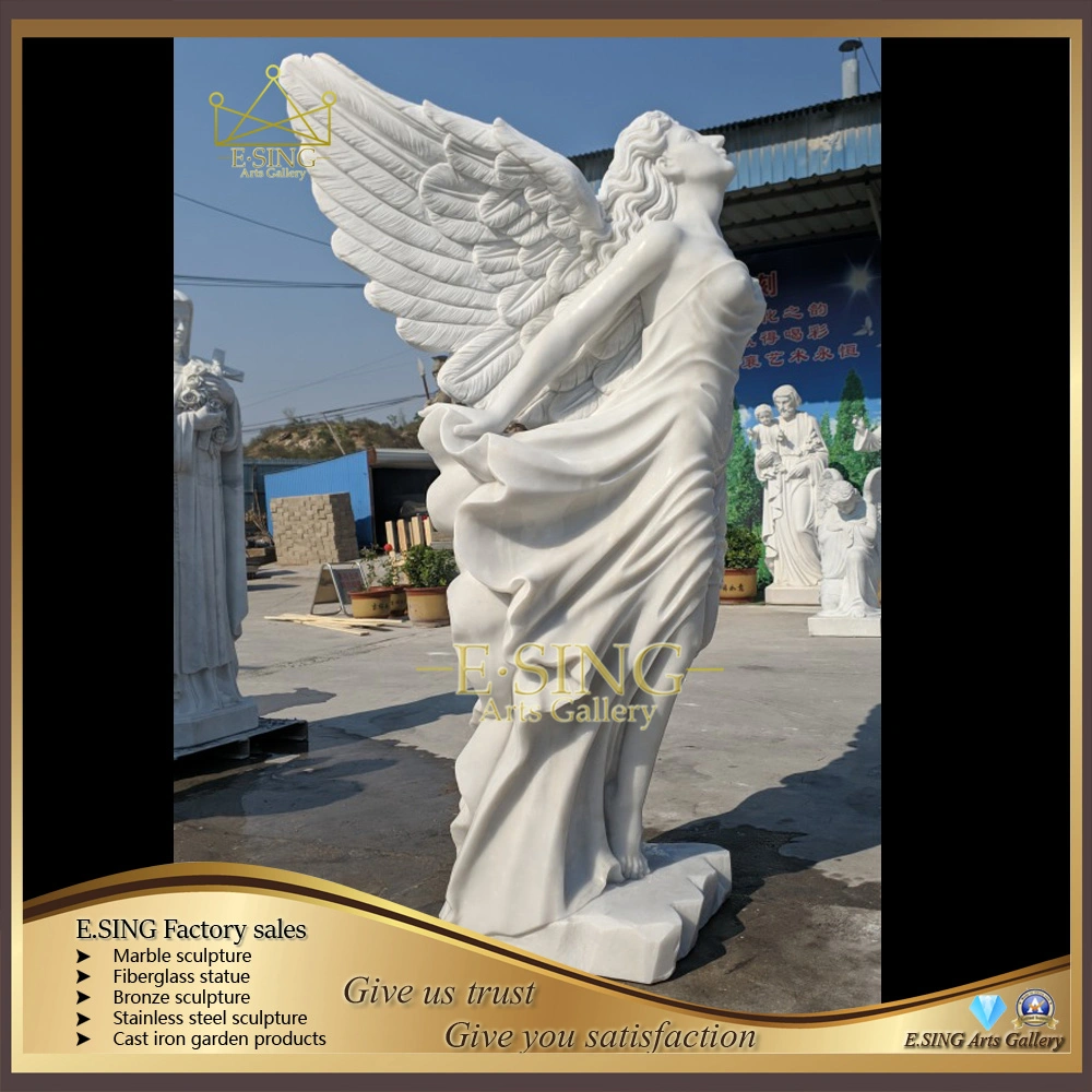 Western Famous Goddess Angel Statue Life Size Winged Victory of Samothrace Marble Statue