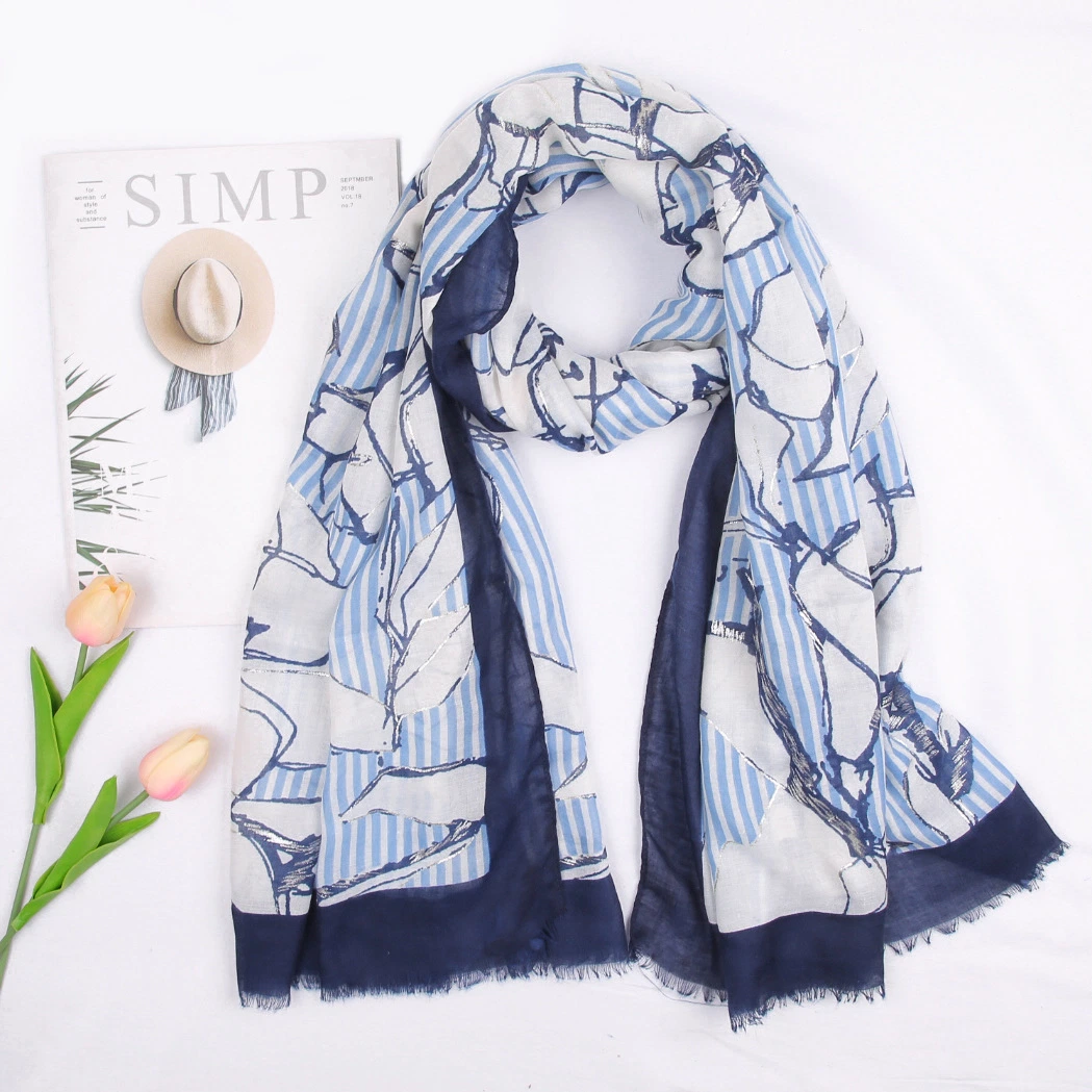 Printed Cotton Linen Scarf Beach in Spring and Summer Scarf