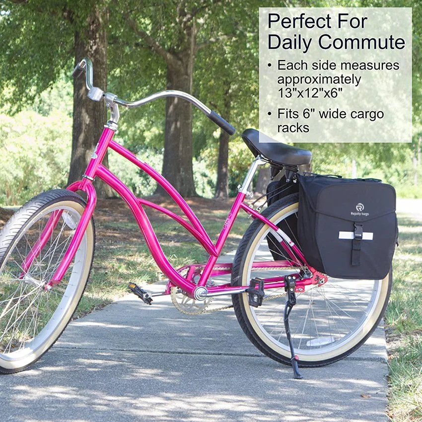 Doppelte Fahrradtaschen 36L große Kapazität für Hinterrad Rack Tragegriff Sicherheits-Reflektierende Streifen Fahrradtasche
