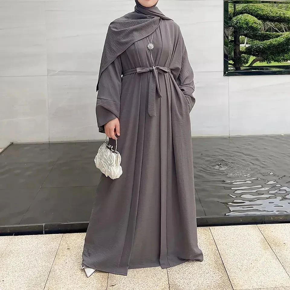 Dubai Color sólido dos piezas Abaya musulmán a las mujeres visten