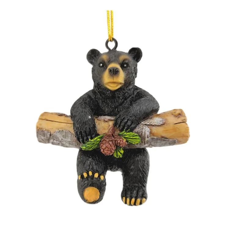 Árbol de Navidad decoración personalizada de resina colgantes colgante de oso negro recuerdo oso