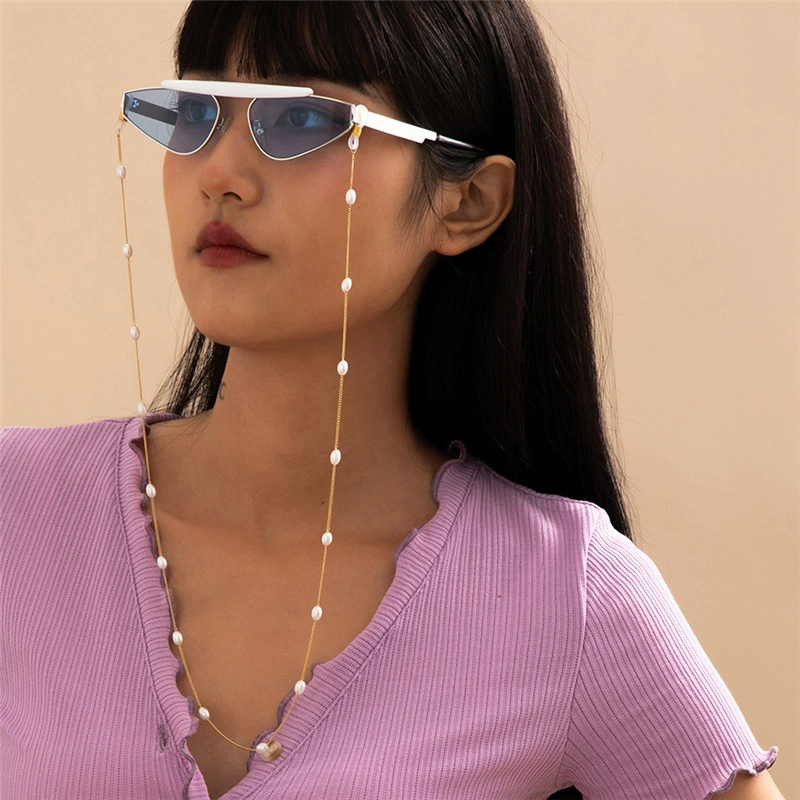 European and American Gold Silver Vintage Pearl Thin Chain Fashion Ins Hanging Neck Rope Reading Glasses Sunglasses Chain Glasses Chain for Women