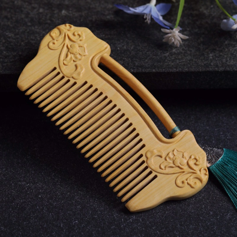 Ruyi Lock Pattern Carving Boxwood Comb Teeth Hand Grinding Wood Crafts