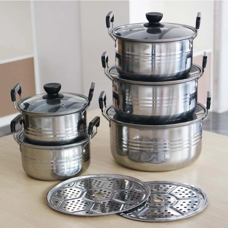 12PCS Stainless Steel Cooking Cookware Pots and Pans Sets 6 Stock Pots Steel Pot Sets 3PCS 5 PCS 6PCS Stainless Steel Cookware Sets Stainless Steel Kitchenware