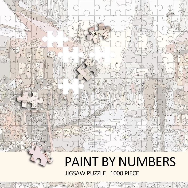 DIY Jigsaw Puzzle Paint by Numbers Oil Drawing for Adult and Kids Seascape Landscape Handpainted Gift Home Wall Art