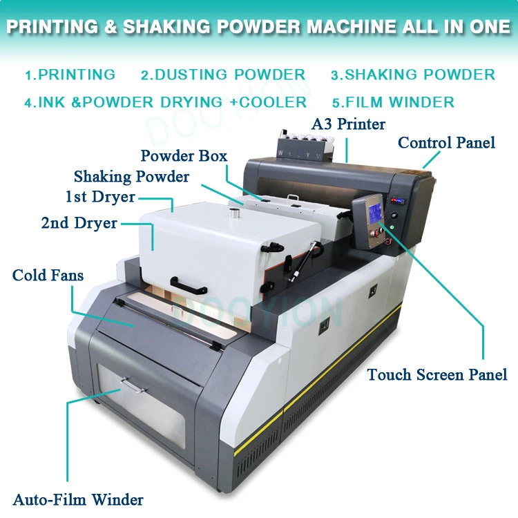 سعر المصنع A3 Plus DTF Textile Printer&amp;Powder Shaker في واحد ماكينة لكل الأقمشة