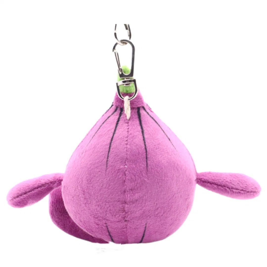 Custom mignon drôle de légumes des jouets en peluche doux petit oignon violet assis court clip Key Ring 16cm Sac farcies de chaîne de clé