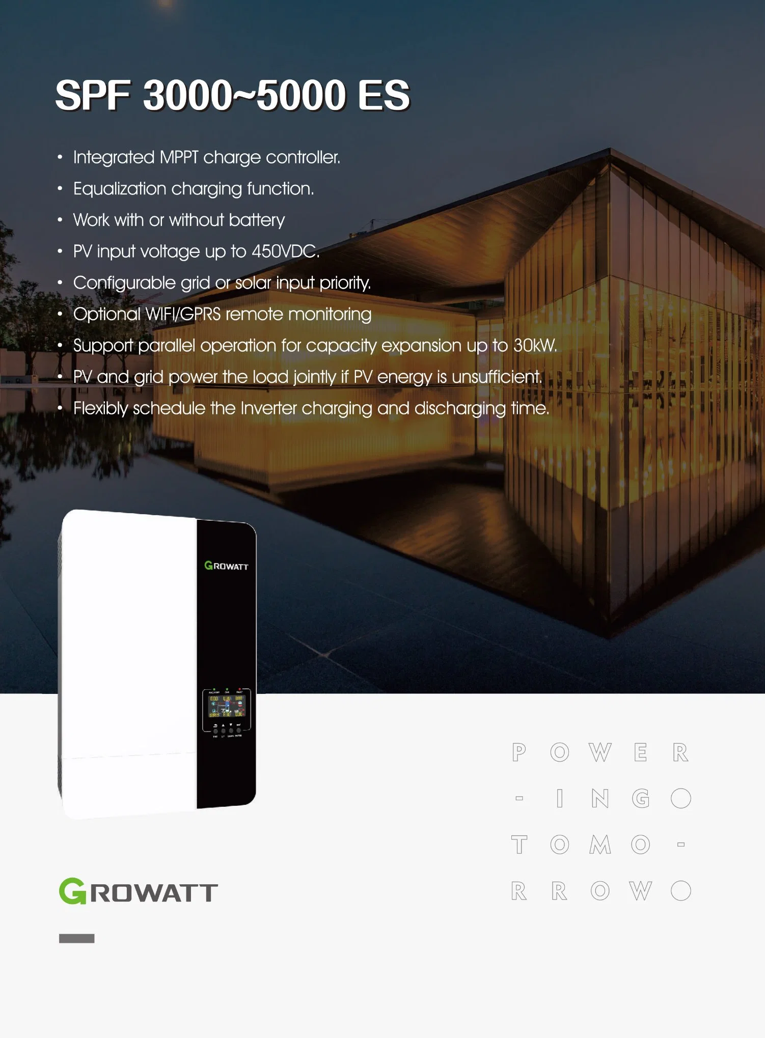 Growatt Max124ktl3xmv Max 124KTL3-X Mv 124kw 10 Mppts tres fase Comercial e Industrial de PV inversor para sistema de Energía Solar