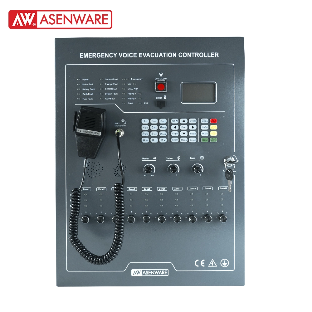 Asenware Speaker Control Panel Voice Evacuation Control System Audio Voice Evacuation System Control Panel