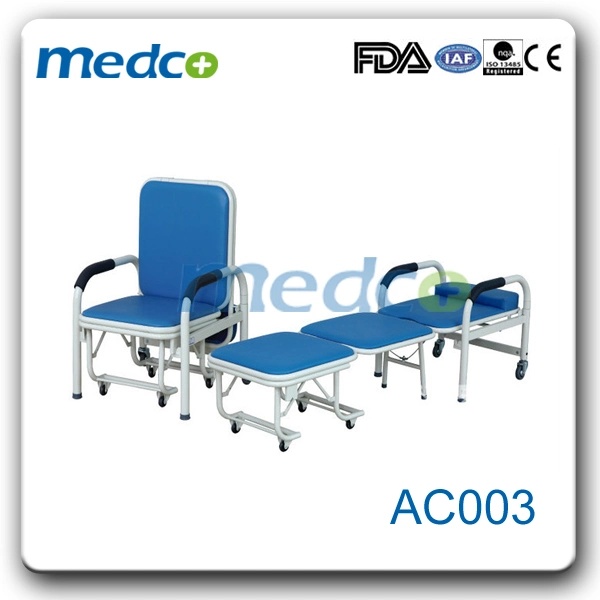 Steel Power Coated Used Hospital Accompany Attendant Chair Bed