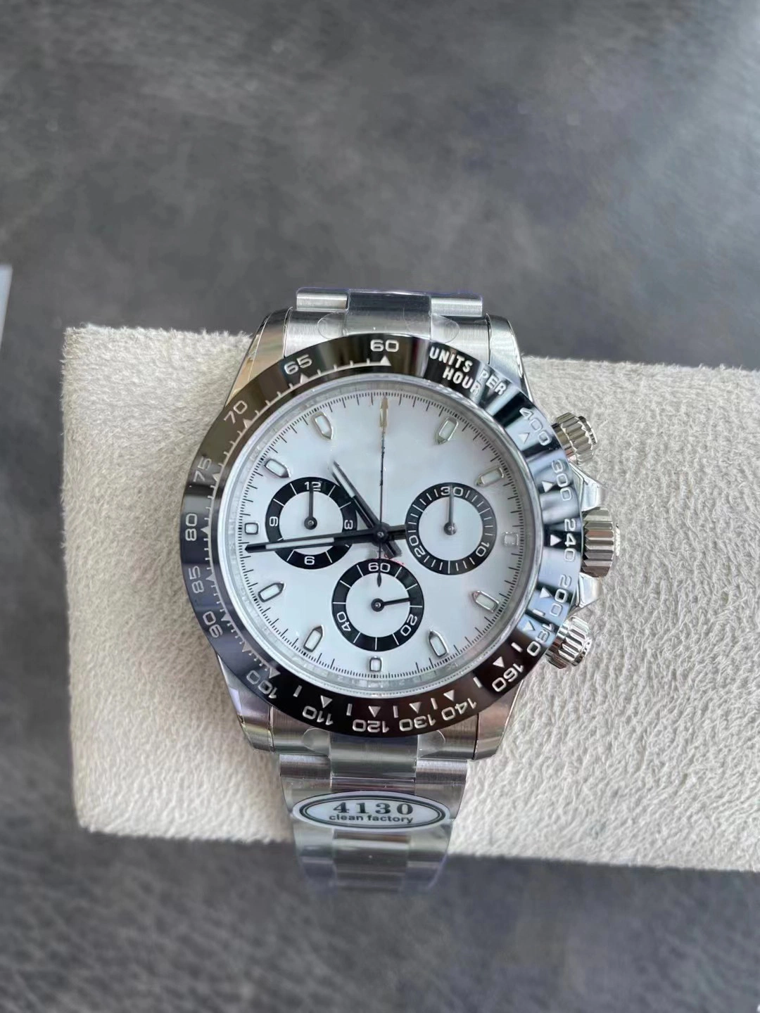 BT Noob Clean Factory Watch 5A Watch Super Clone 4130 Movimiento Deportes Cronógrafo Reloj mecánico Reloj 904L Acero inoxidable Panda Reloj anillo de cerámica negro
