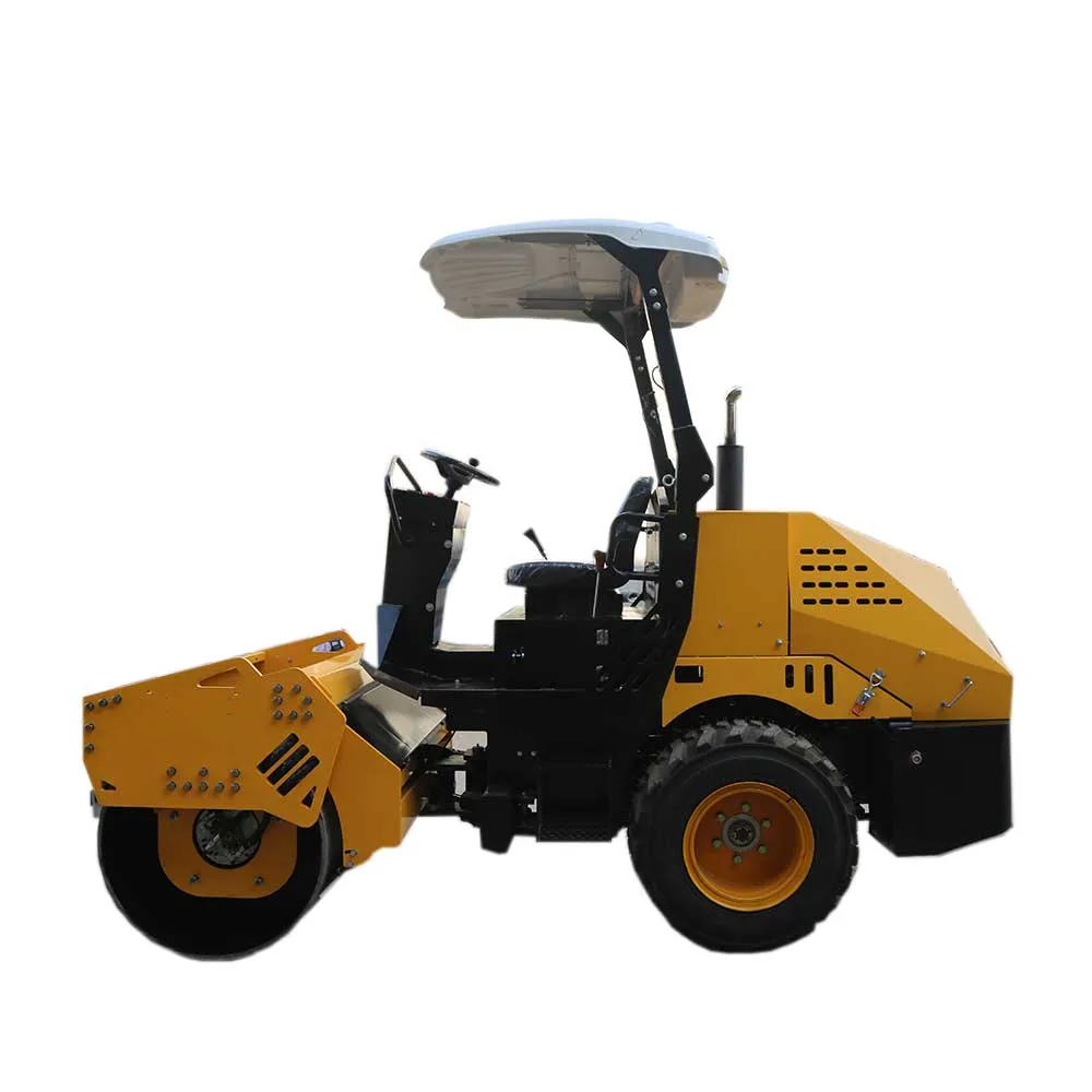 Small Vibratory Roller with Double Steel Wheels Engineering Lawn Compactor Seat Driving Roller