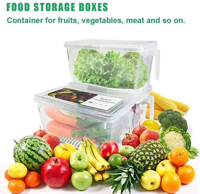 Klare Kunststoff-Kühlschrank Organizer Bins - stapelbare Kühlschrank Organizer für Gefrierschrank, Küche, Arbeitsplatten, Schränke