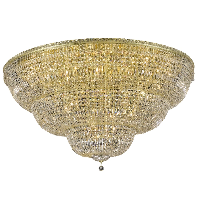 60 Inch Light Flush Mount Ceiling Fixture Big Crystal Lighting in Chrome Golden