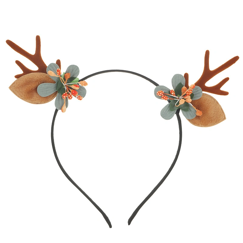 Europe and The United States Department of Colorful Christmas Models Creative Cartoon Antler Simulation Flower Decoration Women's Cute Hair Band